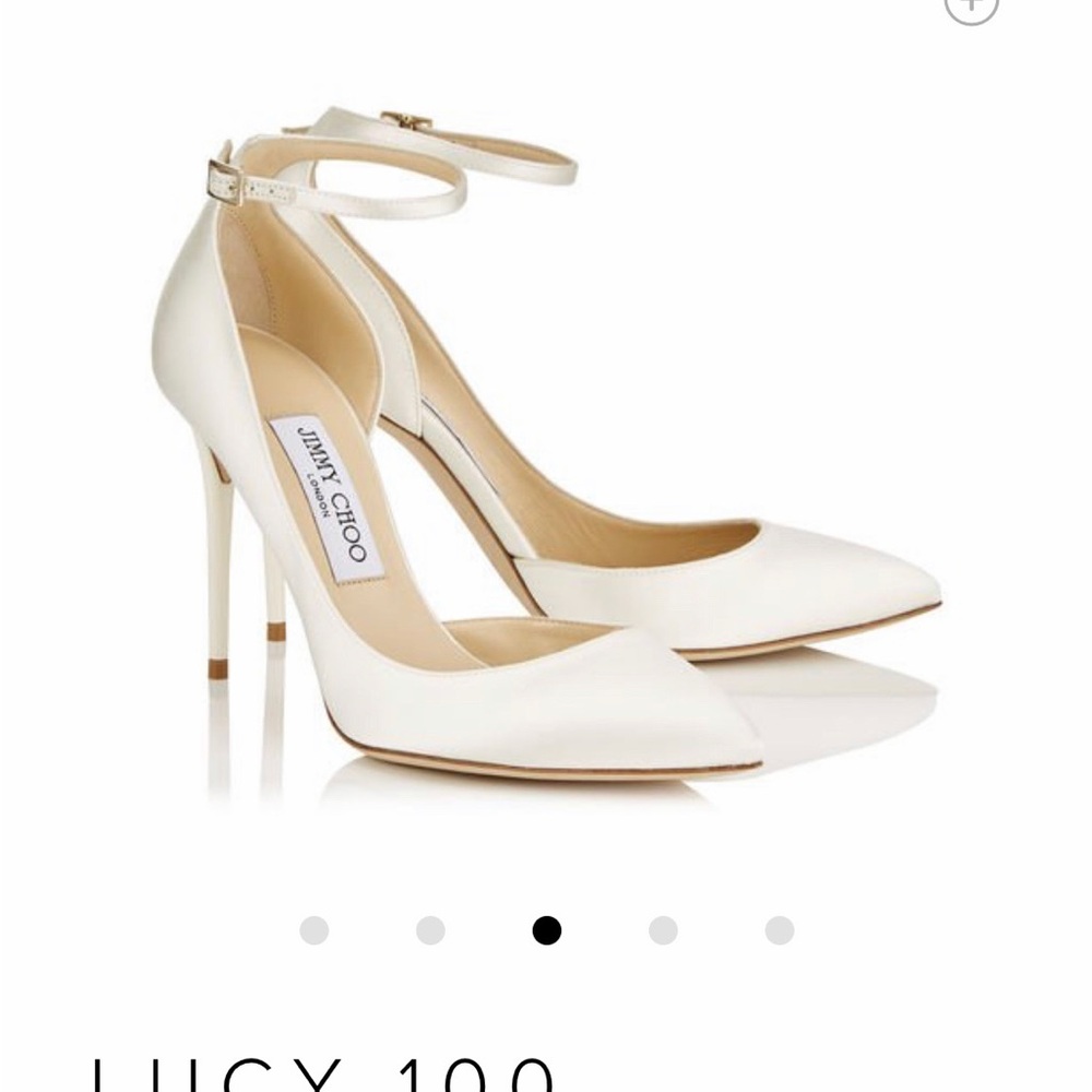Jimmy Choo White Pointed Toe Ankle-Strap Pump - worn once! - Picture 2 of 4